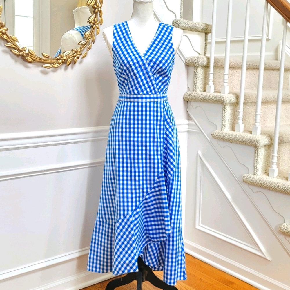 J. Crew Blue and White Gingham Maxi Dress - Picture 3 of 8